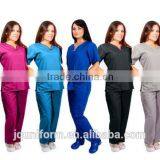 Women's Contrast Scallop Medical Hospital Nursing Uniform Scrubs Set Top & Pants thumbnail-1