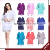 Cotton Lace Robe,Wedding Bride Bridesmaid Robe With Lace LR0012 thumbnail-1