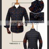 Latest Design Checked Flannel Men Shirt With Shoulder and Elbow Patch thumbnail-2