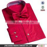 New Men's 100% Cotton Wing Collar Tuxedo Shirt for Man With French Cuffs and Pleats thumbnail-1