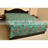 Queen Size Green Bird Of Paradise Kantha Quilt Bedding Bedcover Gudri thumbnail-1