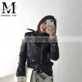 Handsome Motorcycle Spring Jacket Short Leather Zipper Jackets Leather for Women thumbnail-3