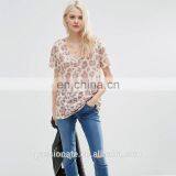 Sexy Women Leopard Animal Print Longline v Neck t Shirt thumbnail-4