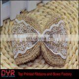 Blue Lace Jute Burlap Ribbon Bow thumbnail-3