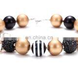 Girl Necklace With Gold Bow Kids Children Chunky Bubble Beads Necklace Holiday Jewelry Gift thumbnail-3