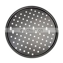 Non Stick Carbon Steel Pizza Pans With Holes, Perforated Round Tray Pizza Pan