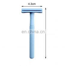 ECO-Friendly Customized Logo Blue Double Edge Metal Safty Blade Womens Safety Shave Razor thumbnail-4