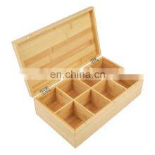 Large Wooden Tea Organizer Box 8-Slot 100% Handmade Craft Eco-Friendly Natural Decor thumbnail-3