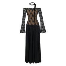 Pure Desire Style Off-shoulder Lace Patched Faux Two-piece Long Sleeve Dress, New Autumn Waist-cinching Slim and Elegant Long Dress thumbnail-5