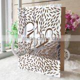 Metallic Silver Paper Folded Invitation Card Wishes Card Laser Cut Paper Craft Qj-37 Supplier's Choice