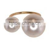Trendy Double Faux Pearl Open Rings thumbnail-1
