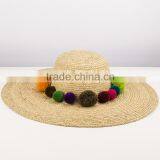 Fashion Pompom Summer Raffia Straw Hat China Manufacturer thumbnail-2