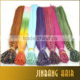 DIY Grizzly Feather I Tip Ombre Rainbow Colorful Hair Extension Long Straight Loop Cosplay Masquerade Hairpiece