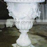White Marble Stone Plant Hand Carved Sculpture for Home Garden Hotel Restaurant