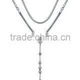 Snake Chain Stainless Steel Fancy Long Chain Necklace With Crucifix Charm