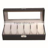 Hot Sale 6 Slots Customized Elegant Leather Covering Wood Watch Box thumbnail-1