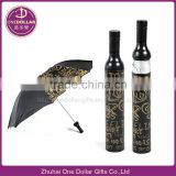 black wine bottle with word print folding umbrella