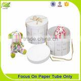 Eco-friendly White Round Paper Gift Box With Ribbon