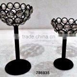 Iron, Aluminum & Glass Crystal Votive Tealight Candle Holder Silver Finish thumbnail-3