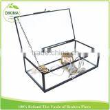 Contemporary Clear Stained Brass Silver Glass Keepsake - Peace Sign Display Container Case - Retro Glass Chinese Tea Gift Box thumbnail-6
