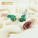 Wholesale Nature green chalcedony pendants, silver pendant necklace