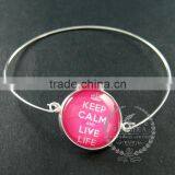 65mm Diameter One End Open Keep Calm Series 1 Candy Color Collage Art Cabochon Silver Wiring Fashion Bangle Bracelet 6420002 thumbnail-4