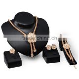 Fashion Gold Plated Jewelry Necklace Earring Bracelet Sets JW011 Fashion Flower Statement Jewelry