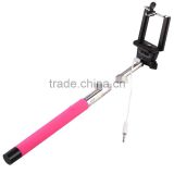 Extendable handheld wired portable selfie stick monopod with cable