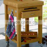 Natural Finish E1 MDF With Drawer Wooden Serving Trolley thumbnail-1