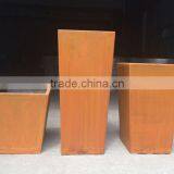 FO-9C02 Square Type Corten Steel Flower Pot for Decor thumbnail-1