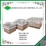 Natural Large Rectangular Handmade Cloth Lined Wicker Storage Basket thumbnail-1