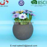 BSCI Audit Factory Grey Sand Surface Ball Shape Ceramic Garden Planter thumbnail-2