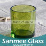 Thick Wall American Style Color Spray Green Glass Candle Holder thumbnail-1