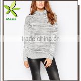 New Arrival Rib High Neck Space Dye Lady Knitwear,Chic Factory Price Women Sweater