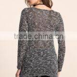 Nice Deign High Quality Girls Fancy Loose Neck Marled Sweater thumbnail-4