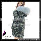 CX-G-P-07A Raccoon Fur Hooded Genuine Rex Rabbit Fur Lined Parka With Fur Jacket thumbnail-4