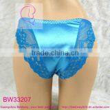 Front Full Transparent Lace Fabric Back Shiny Satin Panties With Lace thumbnail-4