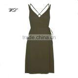 Sexy ladies strap summer slip dress women summer wrap front dress