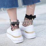 WS-27 Fashion Cute Women's Harajuku Black Mesh Short Ankle Socks Grid Fishnet Docks Sexy Bow Funny Ladies Socks In The Net thumbnail-2