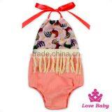 Summer Children Clothes Halter Floral Printed Decorative Tassels Baby Girl Romper Infant Bodysuit Toddler Newborn Clothes thumbnail-3