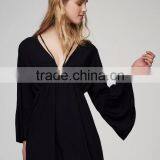 Runwaylover 5041 Deep V-neck Black Flouncing Sleeve Playsuit thumbnail-1