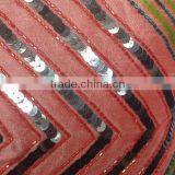 Peach Decorative Pillow Cover With Green & Grey Sequins, Accent Pillows, Throw Pillow, Cushions,Sofa Toss, thumbnail-3