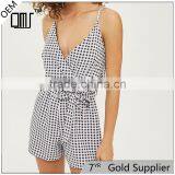 White Cut Away Slit Back Plaid Print Romper Playsuit thumbnail-1