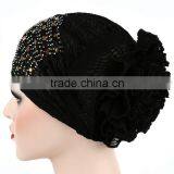 Hot Drill Head Hat With a Large Flower Plate Flower Cap India Arabian Head Scarf Spot thumbnail-2
