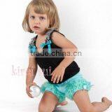 Kids Aqua Blue Ruffles Bottom Pettishorts TS8 thumbnail-1