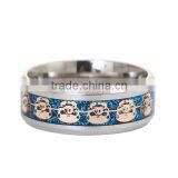 Stainless Steel Unadjustable Rings Silver Tone Blue Skull thumbnail-2
