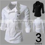 new men s casual slant buckle personality embroidered deer tooling long sleeved shirt