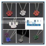 2015 Fashion Paw Print Necklace Factory Price Colorful Crystal Paw Print Charm Necklace thumbnail-1