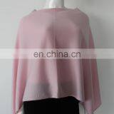 Wholesale 12gg Flat Knitted Pink Color v Neck Cashmere Poncho Wraps thumbnail-1