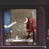 Santa Claus Moonlight Town Christmas Wall Sticker for Glass window Showcase festival home decoration wallpaper New Year stickers